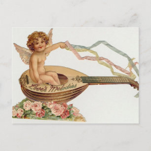 Vintage Valentine-Amor-Liebe-Melodien Feiertagspostkarte