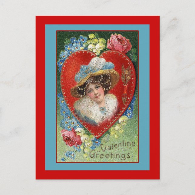 Vintage Valentine Art Grußkarten Feiertagspostkarte (Vorderseite)