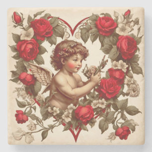 Vintage Valentine Art Liebe cupid Steinuntersetzer
