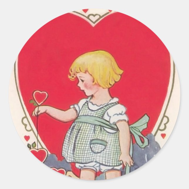 Vintage Valentine-Aufkleber Runder Aufkleber (Vorderseite)