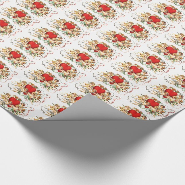 Vintage Valentine Cherubs & Hearts Geschenkpapier (Ecke)