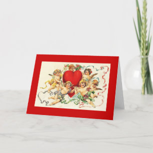 Vintage Valentine Cherubs mit Herz Feiertagskarte