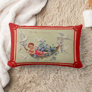 Vintage valentine cupione art lendenkissen