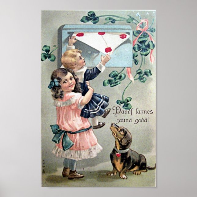 Vintage Valentine-Dackel Poster (Vorne)