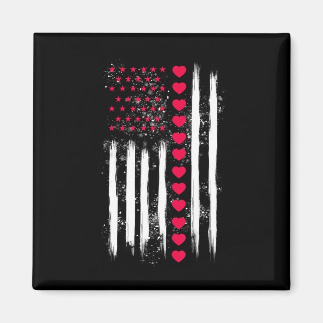 Vintage Valentine Day American Flag Heart Perfect  Magnet (Vorne)