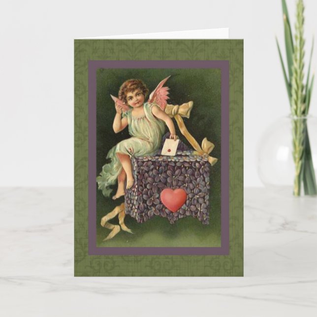 Vintage Valentine Ephemera und Alterskunst Feiertagskarte (Vorderseite)
