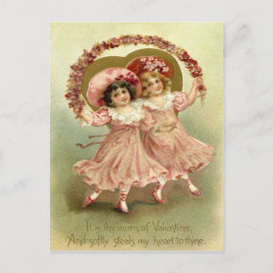 Vintage Valentine Girls Feiertagspostkarte