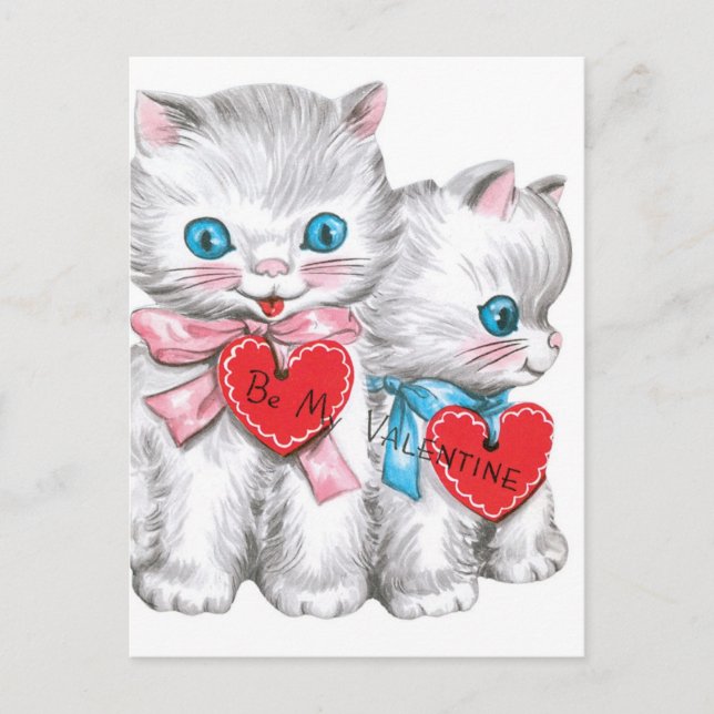 Vintage Valentine-Kätzchen Feiertagspostkarte (Vorderseite)