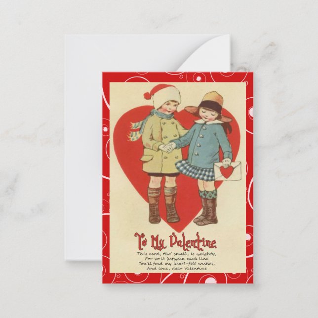Vintage Valentine Kid Cards Mitteilungskarte (Vorderseite)