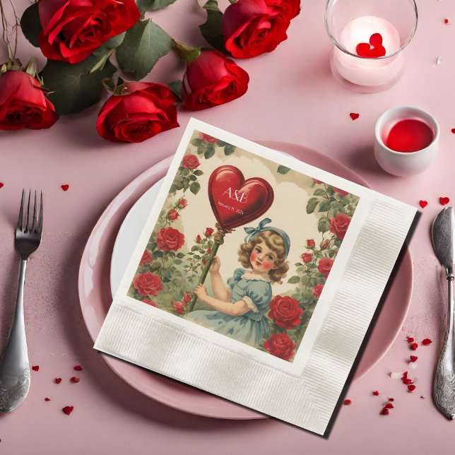Vintage Valentine - personalisiert Serviette (Von Creator hochgeladen)