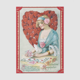 Vintage Valentine Young Woman with Love Letters Seidenpapier