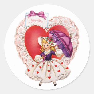 Vintage Valentineaufkleber Runder Aufkleber
