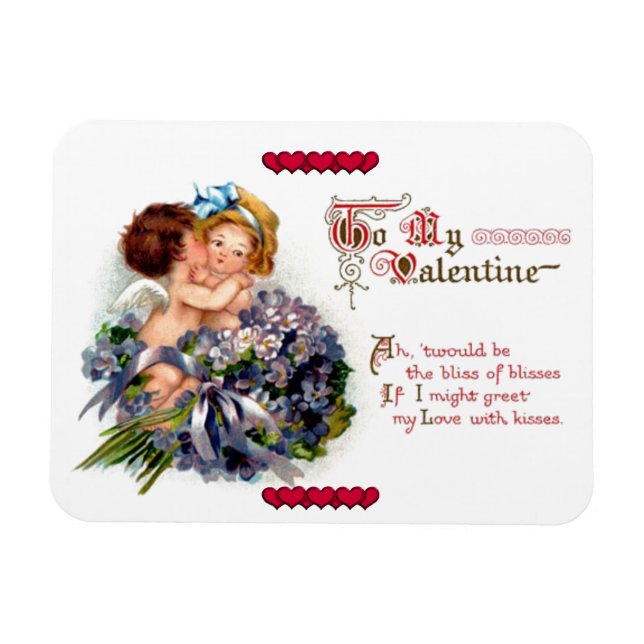 Vintage Valentine's Day Cupid's Kiss Magnet (Horizontal)