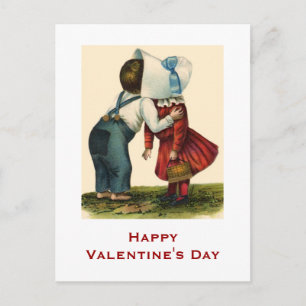 Vintage Valentine's Day Kissing Post Card Feiertagspostkarte