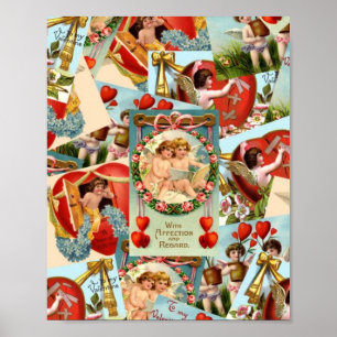 Vintage Valentinescollage Poster