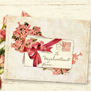 Vintage Valentinische Liebe Buchstaben und Blume Feiertagspostkarte