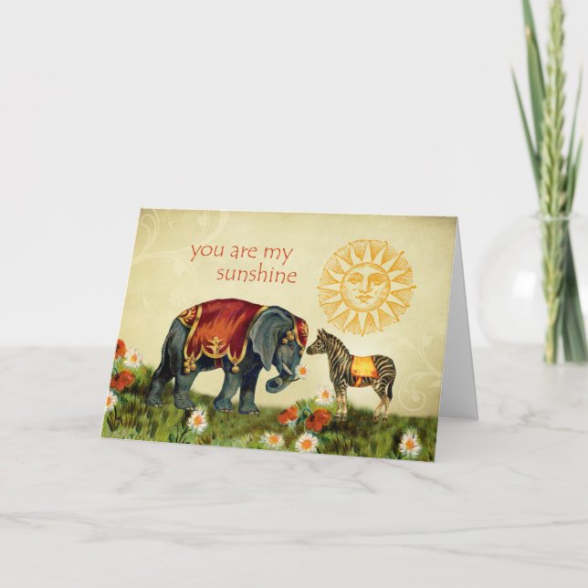 Vintage Valentinische Tiere in Liebe Feiertagskarte (Vorderseite)