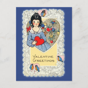 Vintage Valentinkarte mit Bluebirds Feiertagspostkarte