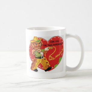 Vintage-Valentins-Cowboy-Schwein Kaffeetasse
