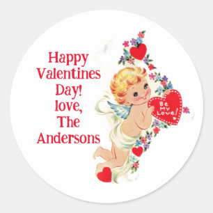 Vintage-Valentins-Engel-Cherub-Sei-meine-Liebe Runder Aufkleber