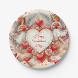 Vintage Valentinscherzen Cherub Engel  Pappteller