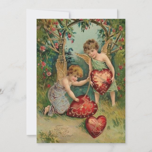 Vintage Valentinschluchten mit Herz Feiertagskarte (Vorderseite)
