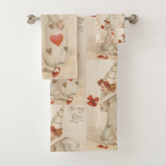 Vintage Valentinsclown Badhandtuch Set