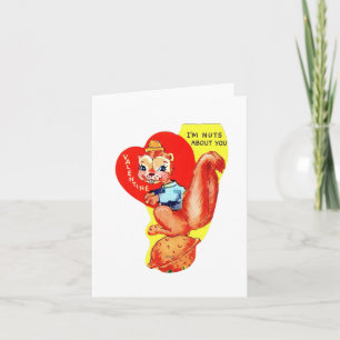 Vintage-Valentinsgruß für Eichhörnchen Karte