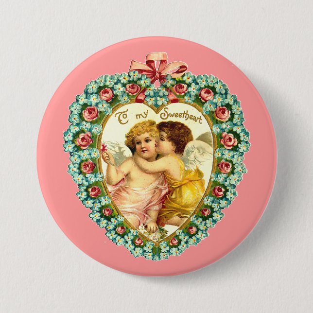 Vintage-Valentinsherz Button (Vorderseite)