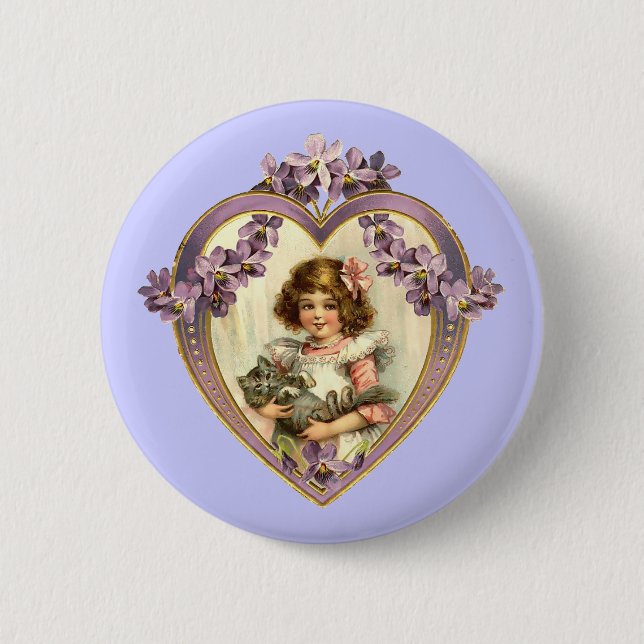 Vintage-Valentinsherz Button (Vorderseite)