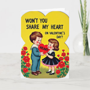 Vintage Valentinskarte für Kinder Karte