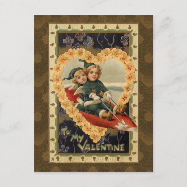 Vintage Valentinskinder Feiertagspostkarte (Vorderseite)