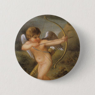 Vintage Valentinstag, Amor mit Bogen und Pfeil Button