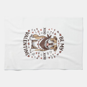 Vintage-Valentinstag-Bulldogge-XOXO-Shirt-Design_1 Geschirrtuch