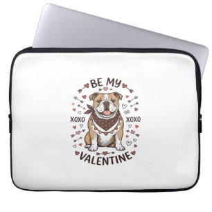 Vintage-Valentinstag-Bulldogge-XOXO-Shirt-Design_1 Laptopschutzhülle
