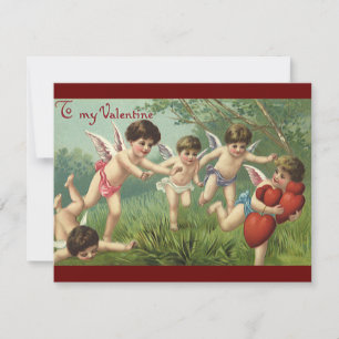 Vintage Valentinstag Cherubs mit Liebesherzen Feiertagskarte