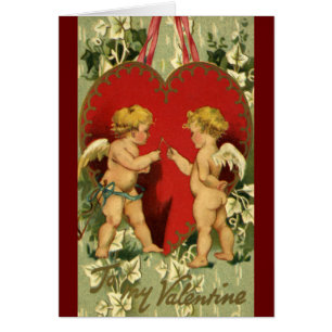 Vintage Valentinstag, Cherubs sprechen einen Wunsc