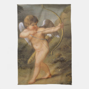 Vintage Valentinstag, Cupid mit Bogen und Pfeil Geschirrtuch