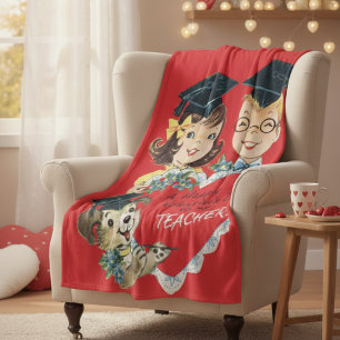 Vintage "Valentinstag für meinen Lehrer" Retro-Abs Fleecedecke