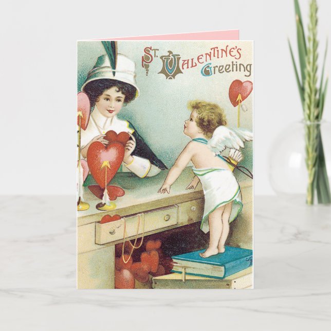 Vintage Valentinstag-Karte Feiertagskarte (Vorderseite)