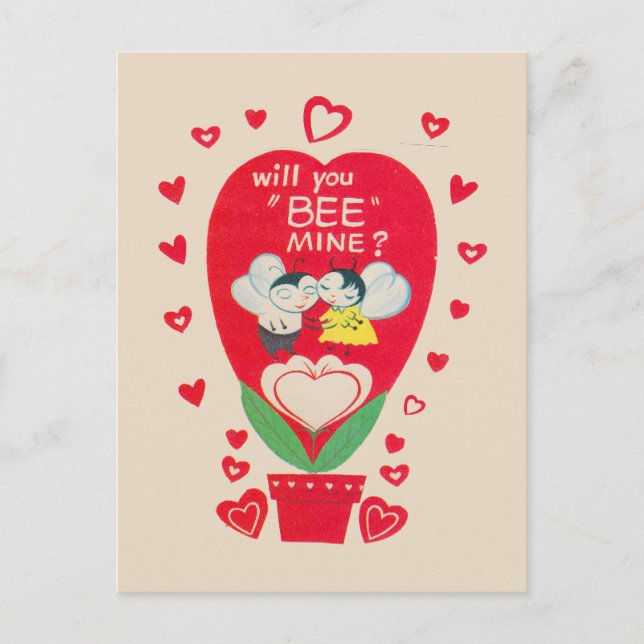 Vintage Valentinstag-Karte Feiertagspostkarte (Vorderseite)