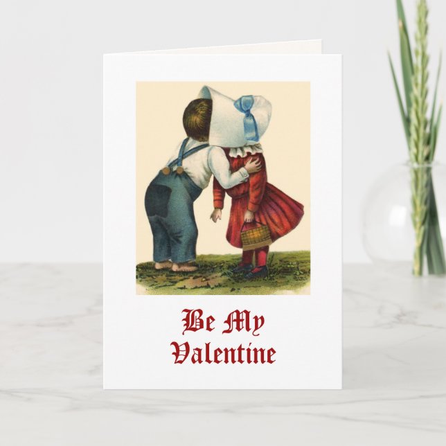 Vintage Valentinstag-Kissingkarte Feiertagskarte (Vorderseite)