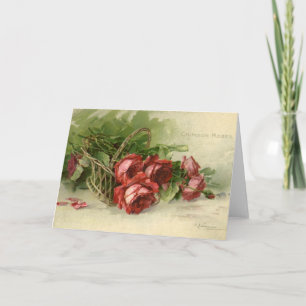 Vintage Valentinstag Liebe, Crimson-Rote Rosen Feiertagskarte