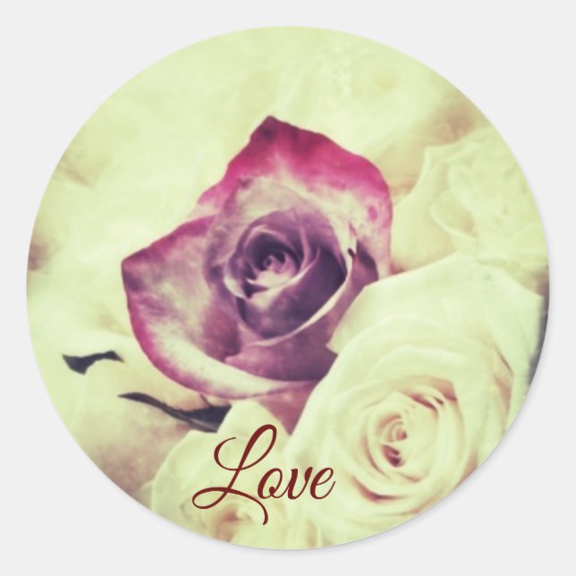 Vintage Valentinstag-Liebe Runder Aufkleber (Vorderseite)