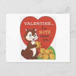 Vintage-Valentinstag mit Streifenhörnchen Feiertagspostkarte