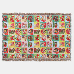 Vintage-Valentinstag-Patchwork Decke