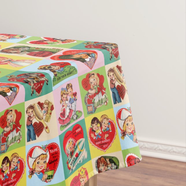 Vintage-Valentinstag-Patchwork Tischdecke (Beispiel)