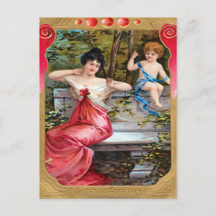 Vintage Valentinstag Postkarte