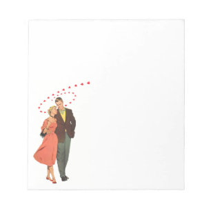 Vintage Valentinstag, romantische schwebende Herze Notizblock