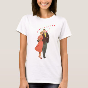 Vintage Valentinstag, romantische schwebende Herze T-Shirt
